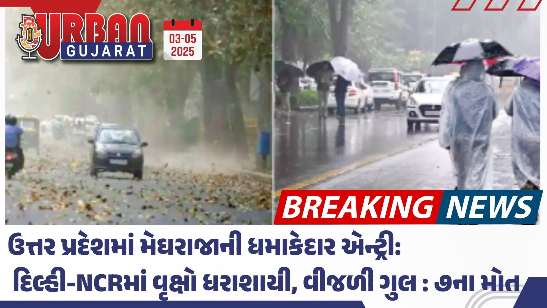 ઉત્તર પ્રદેશમાં મેઘરાજાની ધમાકેદાર એન્ટ્રી: દિલ્હી-NCRમાં વૃક્ષો ધરાશાયી, વીજળી ગુલ : ૭ના મોત