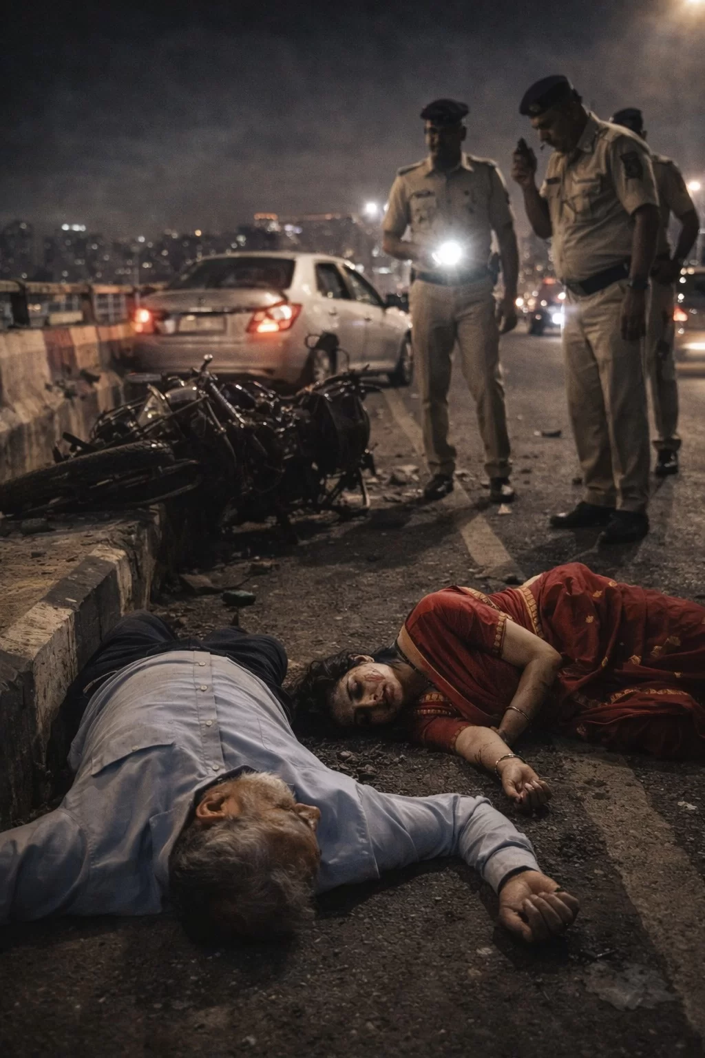 બલોલનગર બ્રિજ પર હિટ એન્ડ રન: કારની ટક્કરે એક્ટિવા સવાર પતિ-પત્ની બ્રિજ પરથી નીચે પટકાયા, પતિનું મોત