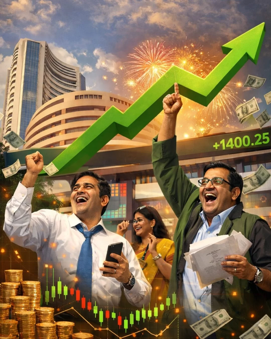 રોકેટ બન્યો શેરબજાર: સેન્સેક્સ +2,546, નિફ્ટી +724 પોઈન્ટ