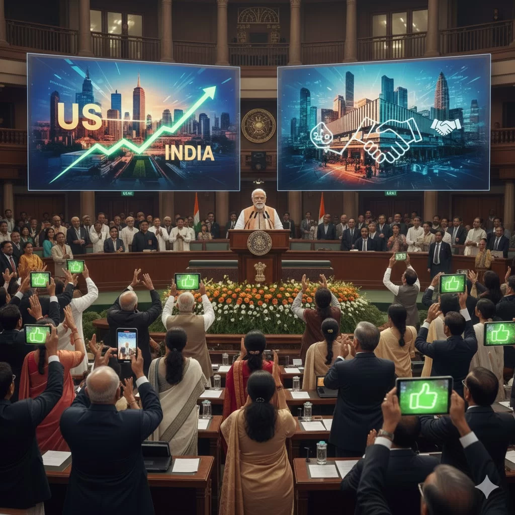 મોદીનું મોટું નિવેદન: 'US ટ્રેડ ડીલથી દેશનું આર્થિક ચિત્ર બદલાશે, સકારાત્મક વાતાવરણ બન્યું.'