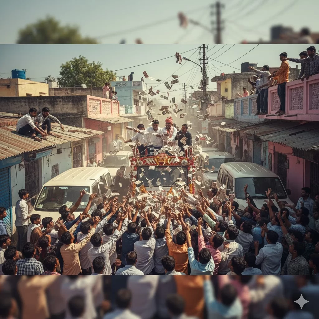 મહેસાણાના કડીમાં નોટોનો વરસાદ! લગ્નમાં એટલા રૂપિયા ઉડ્યા કે લોકો ધાબા અને પતરા પર ચઢી ગયા