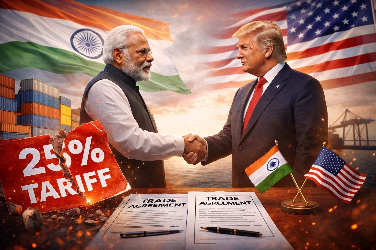 વેપાર યુદ્ધનો અંત? ટ્રમ્પે 25% ટેરિફ હટાવી ટ્રેડ ડીલ જાહેર કરી