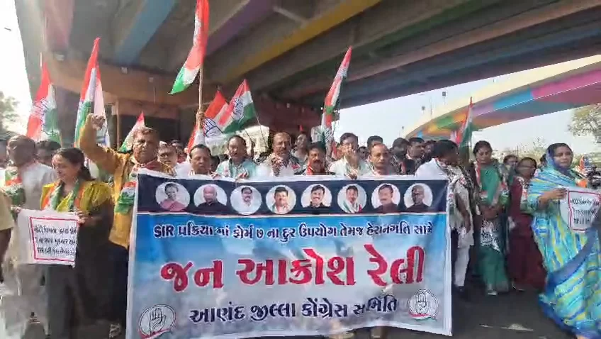 SIR પ્રક્રિયામાં ફોર્મ નં. 7ના દુરુપયોગ મુદ્દે આણંદ જિલ્લા કોંગ્રેસ સમિતિનો જન આક્રોશ, રેલી દરમિયાન પોલીસ સાથે ઘર્ષણ
