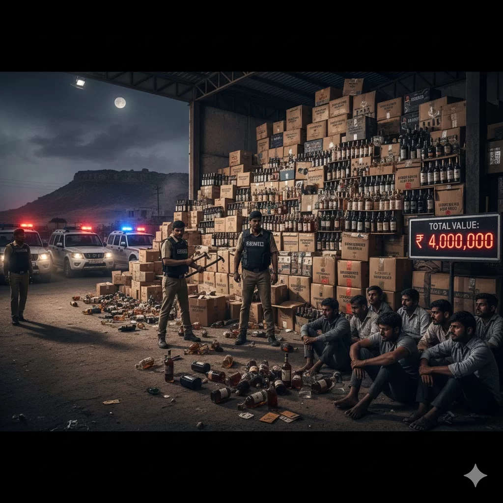 "કચ્છમાં ઈતિહાસની સૌથી મોટી સ્ટ્રાઈક: 4 કરોડનો વિદેશી દારૂ ઝડપાયો, બુટલેગરોમાં મચ્યો ફફડાટ!"