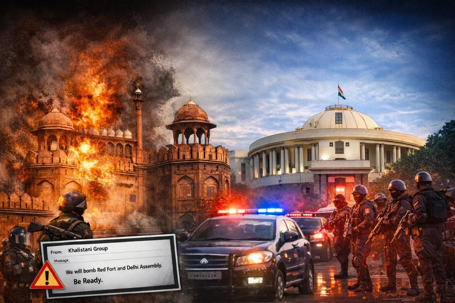 દેશની રાજધાનીમાં આતંકની ધમકી – લાલ કિલ્લા અને દિલ્હી વિધાનસભાને બોમ્બથી ઉડાવવાનો ઇમેઇલ, ખાલિસ્તાની જૂથના નામે સંદેશથી તંત્ર સતર્ક