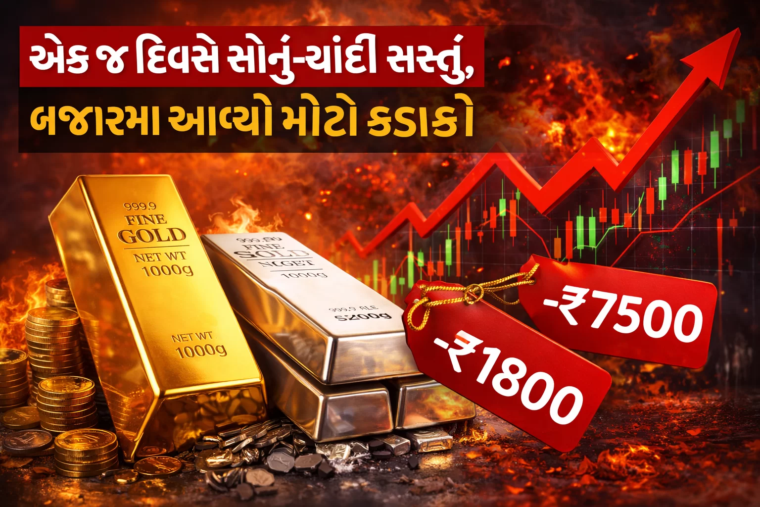 એક જ દિવસે સોનું-ચાંદી સસ્તું, બજારમાં આવ્યો મોટો કડાકો