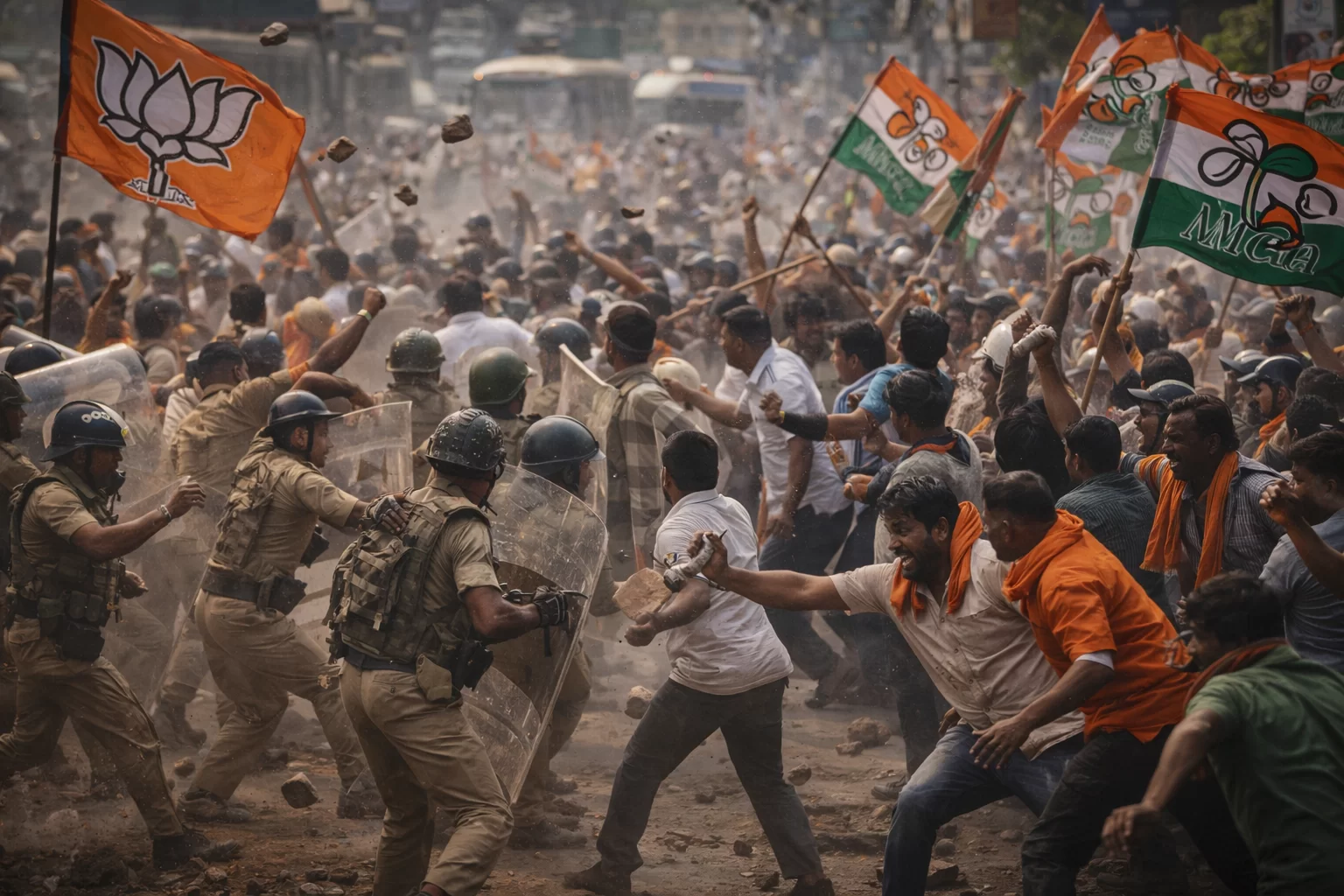 PM મોદીની સભા પહેલા કોલકાતામાં રાજકીય તણાવ, TMC-BJP અથડામણમાં પથ્થરમારો