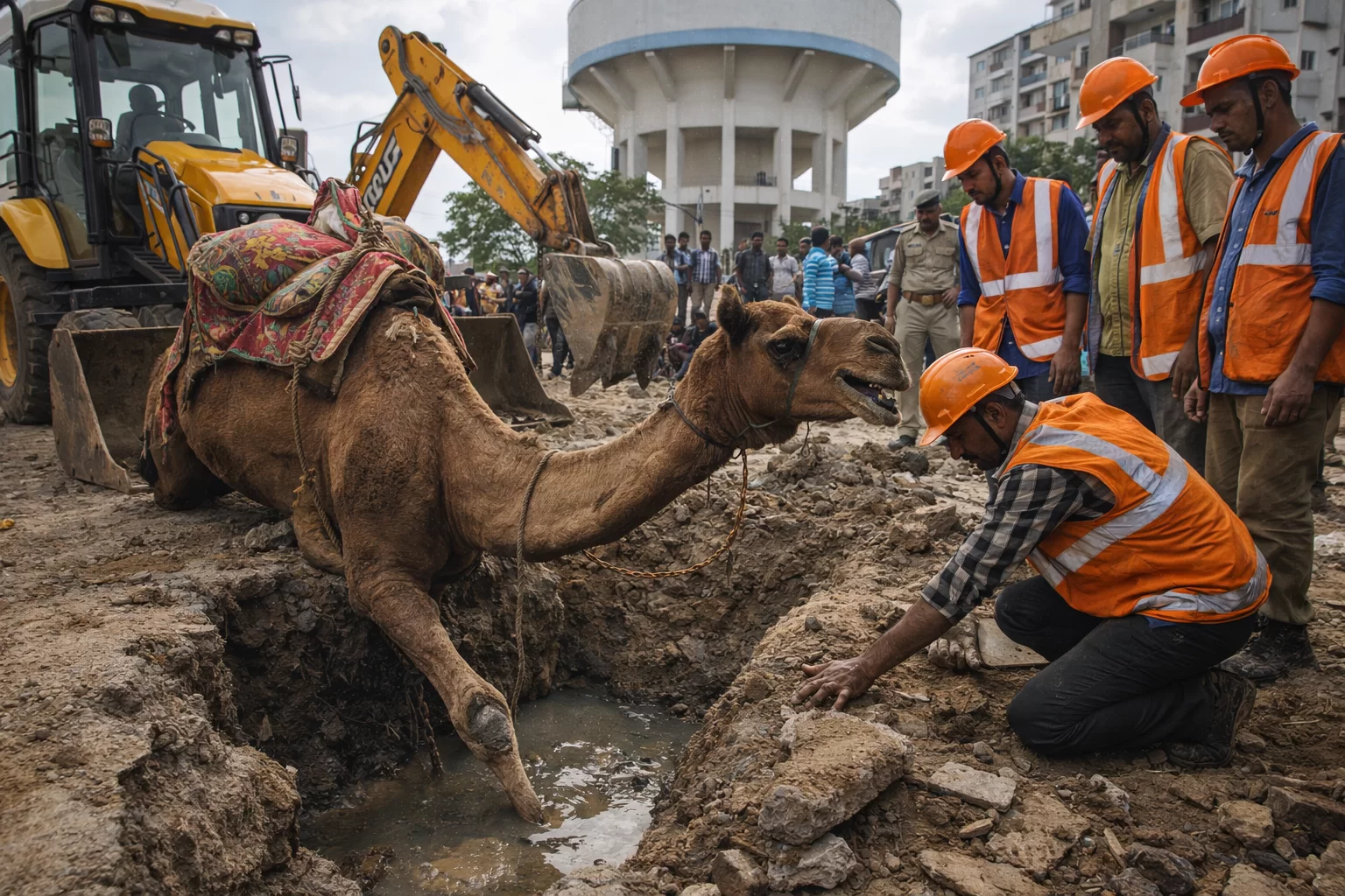 વડોદરામાં આશ્ચર્યજનક બનાવ: કારેલીબાગ વિસ્તારમાં ઊંટનો પગ ફસાયો