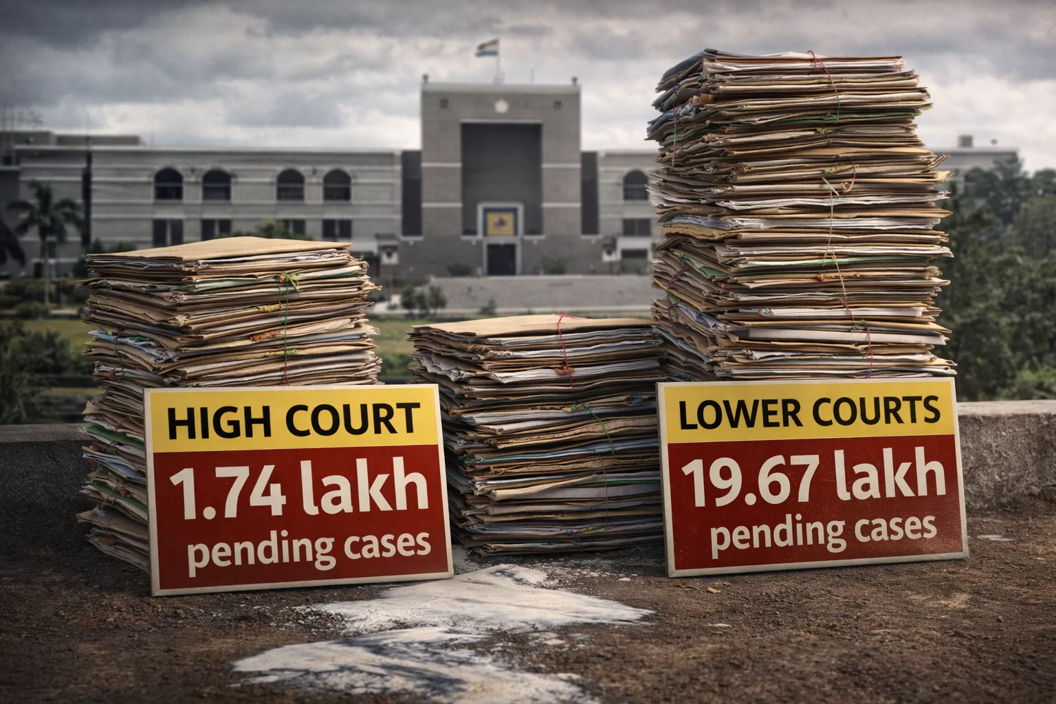 ગુજરાતના ન્યાયતંત્ર પર કેસોનો પહાડ: હાઈકોર્ટમાં 1.74 લાખ અને નીચલી કોર્ટમાં 19.67 લાખ કેસ પેન્ડિંગ