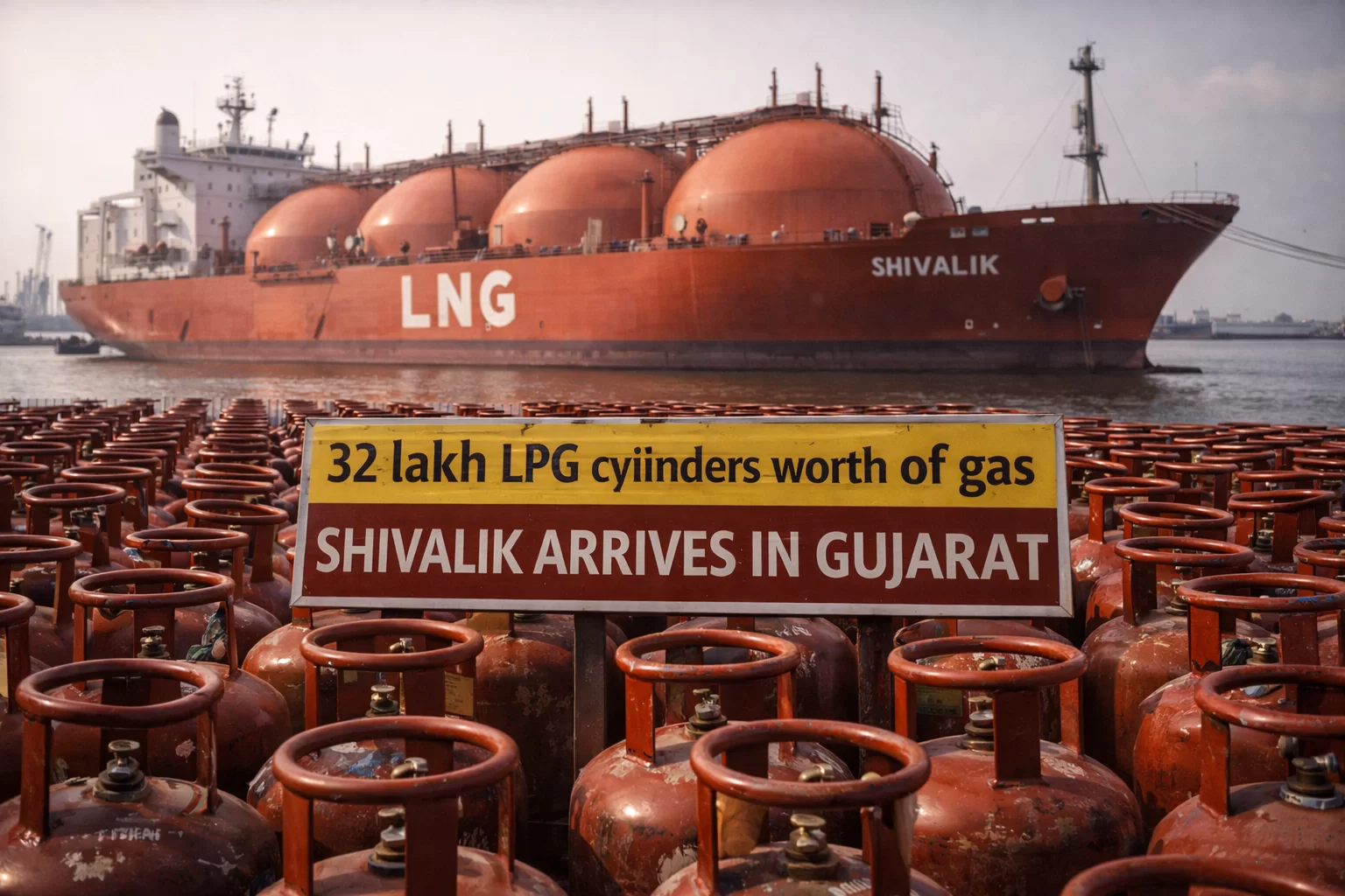 LPG સંકટ વચ્ચે મોટી રાહત: 32 લાખ સિલિન્ડર ભરાય એટલો ગેસ લઈને ‘શિવાલિક’ જહાજ ગુજરાત પહોંચ્યું
