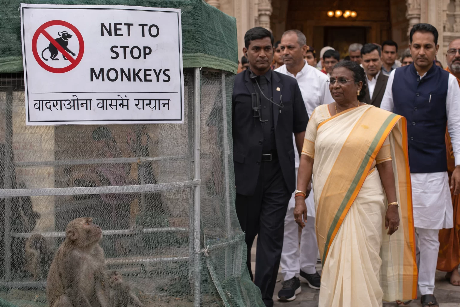 રાષ્ટ્રપતિ દ્રૌપદી મુર્મૂની વૃંદાવન મુલાકાત પહેલા વાંદરા ત્રાસ સામે તંત્રનો અનોખો પ્લાન અમલમાં
