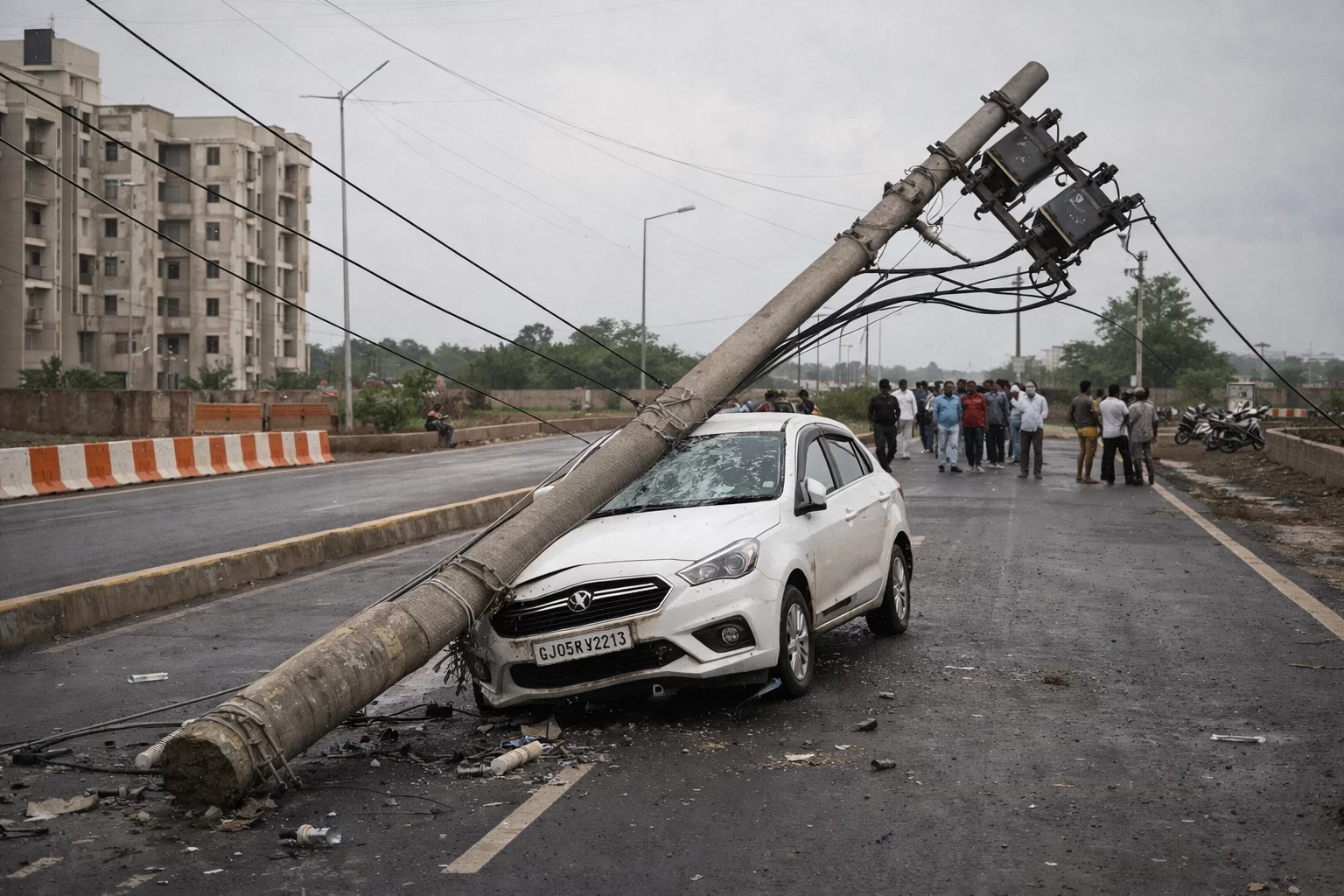 સુરતમાં સંકલનનો અભાવ ભારે પડ્યો: નવા ટીપી રોડ વચ્ચે ઉભેલો વીજ થાંભલો બન્યો અકસ્માતનો ખતરો