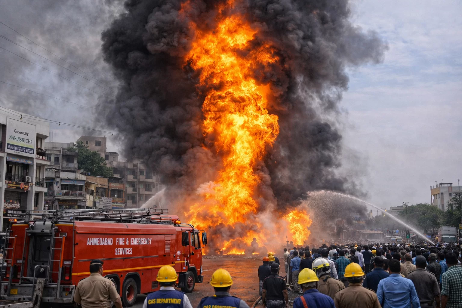 સમા વિસ્તારમાં ગેસ લાઈન લીકેજથી ભીષણ આગ, આકાશ સુધી પહોંચ્યા અગ્નિ જ્વાળા