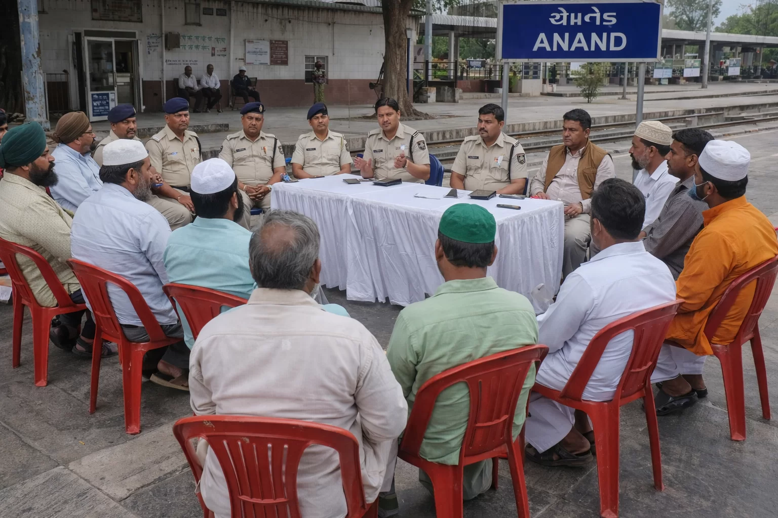 આણંદ રેલવે સ્ટેશન પર ઈદ પૂર્વે શાંતિ સમિતિ બેઠક: ભાઈચારું જાળવવા તંત્રની અપીલ
