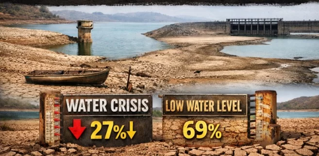 ઉનાળા પૂર્વે જ જળસંકટના એંધાણ! ગુજરાતના ડેમોમાં પાણીનો જથ્થો ચિંતાજનક સ્તરે ઘટ્યો.