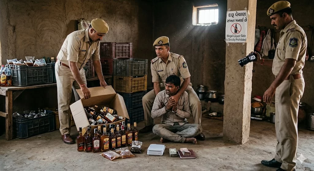 સંદેશર ગામમાં છાપો: દારૂ વેચાણ કરતા શખ્સને ઝડપી પાડ્યો