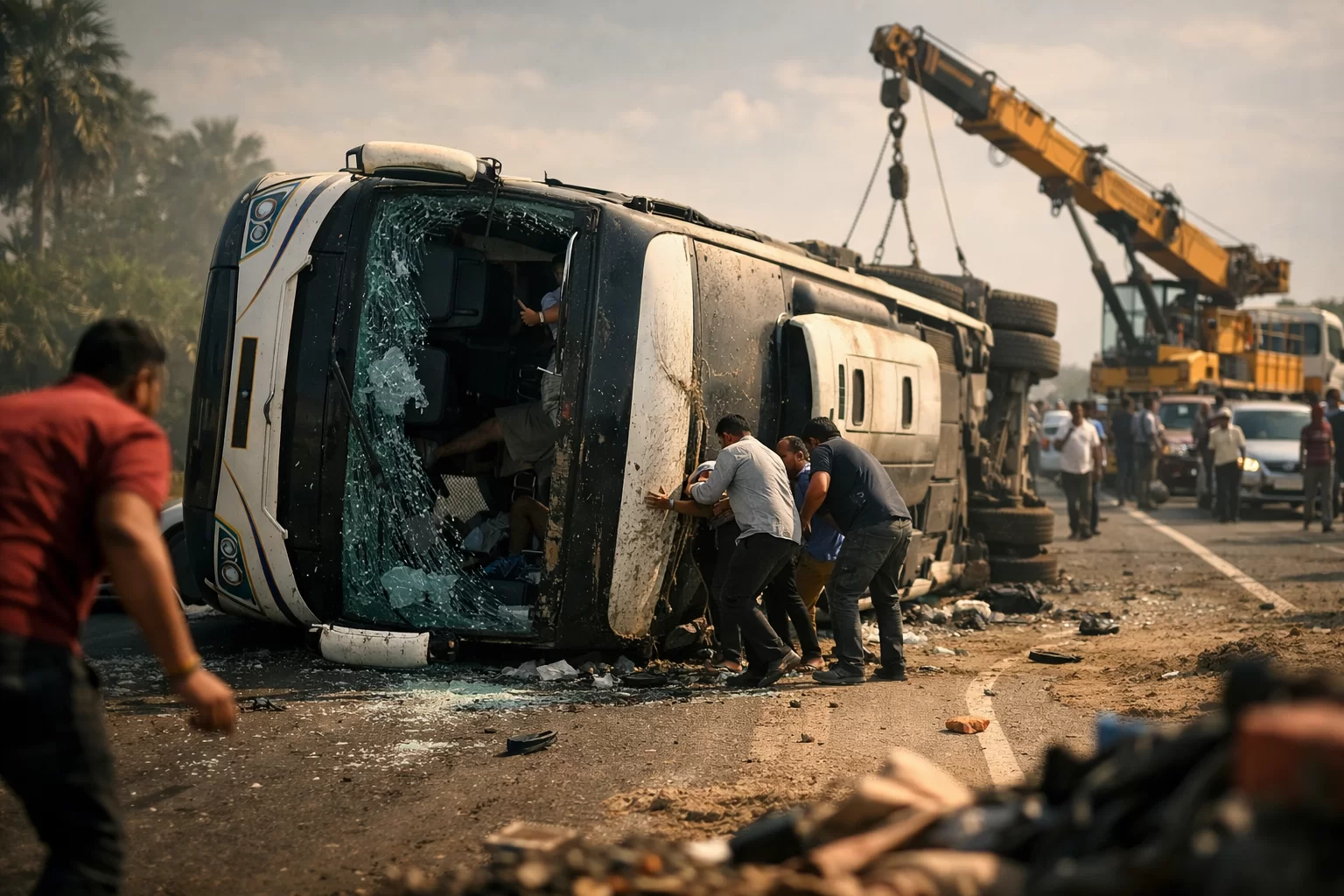 મુંબઈ-અમદાવાદ લક્ઝરી બસ સિસોદરા નજીક પલટી, મુસાફરોમાં હડકંપ