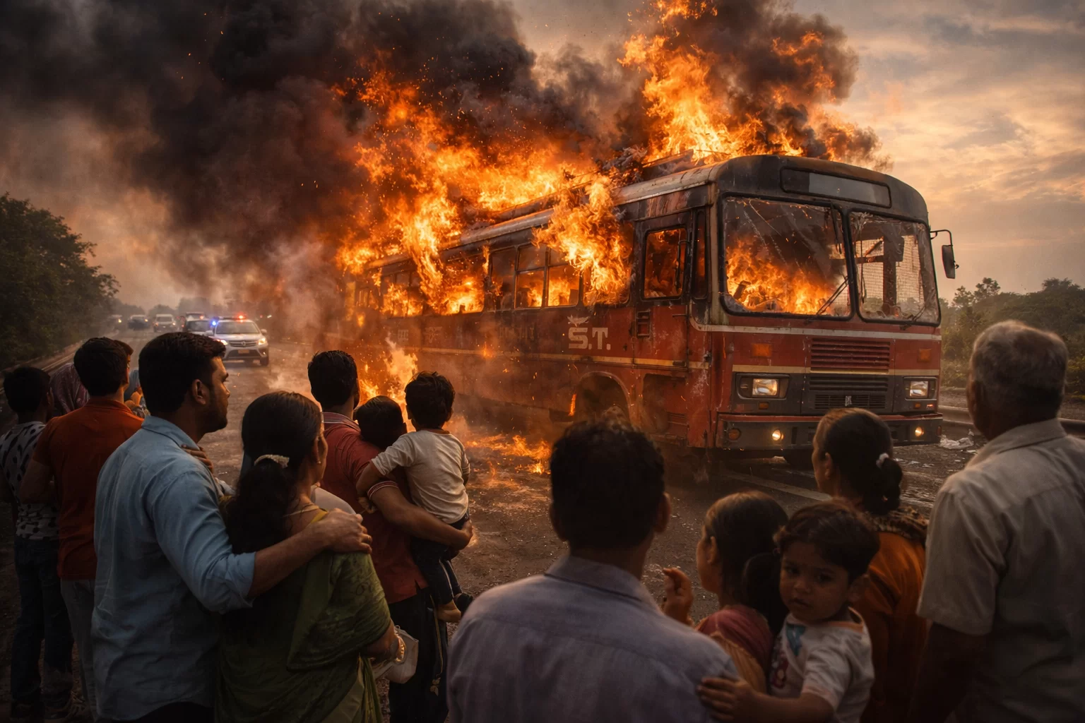 સુરતના કાપોદ્રામાં એસટી બસમાં આગ, 51 મુસાફરોનો ચમત્કારી બચાવ