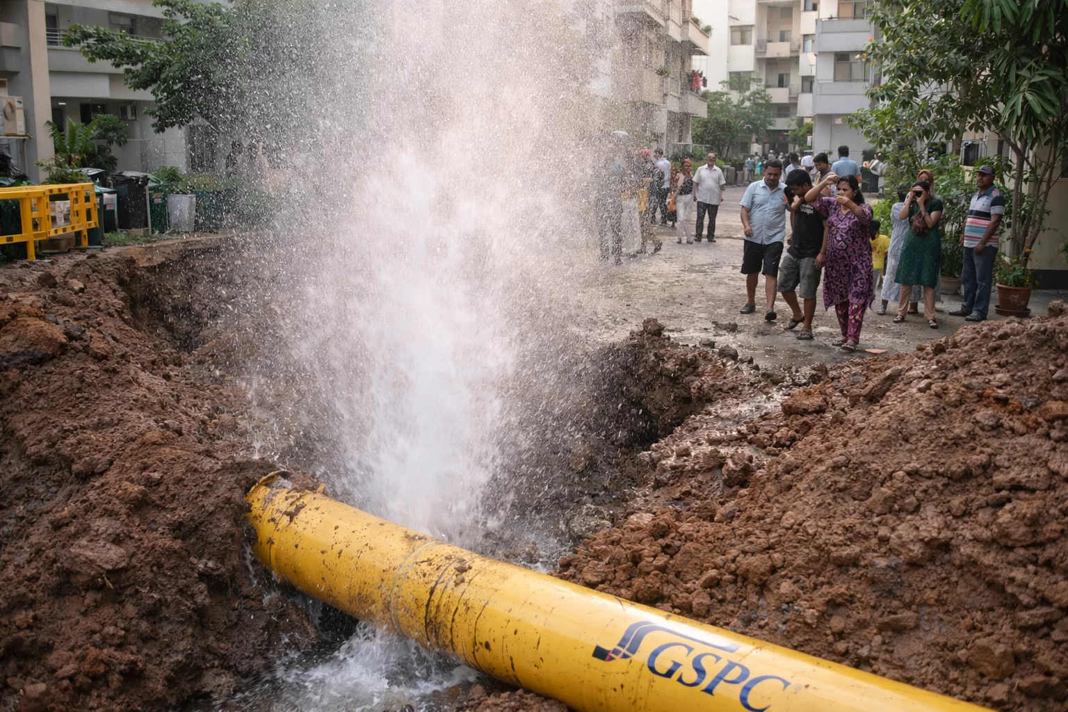 પીજ રોડ પર GSPC ગેસ પાઈપલાઈન ફાટી, ઈડન ગાર્ડન સોસાયટીમાં અફરાતફરી