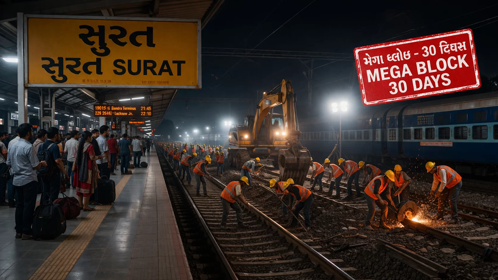 સુરત રેલવે સ્ટેશન પર 30 દિવસનો મેગા બ્લોક, ટ્રેનોના શિડ્યુલમાં મોટો ફેરફાર