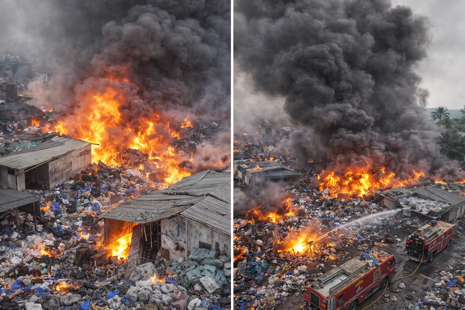 વાપીના ડુંગરી ફળિયામાં ભીષણ આગ, 35થી વધુ ભંગાર ગોડાઉન ભસ્મ, કેમિકલ-પ્લાસ્ટિકથી આગ વિકરાળ