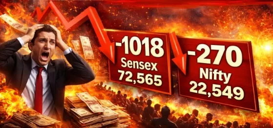 સેન્સેક્સ 1000 તૂટ્યો, નિફ્ટી 270 પોઈન્ટ નીચે — બજારમાં હાહાકાર