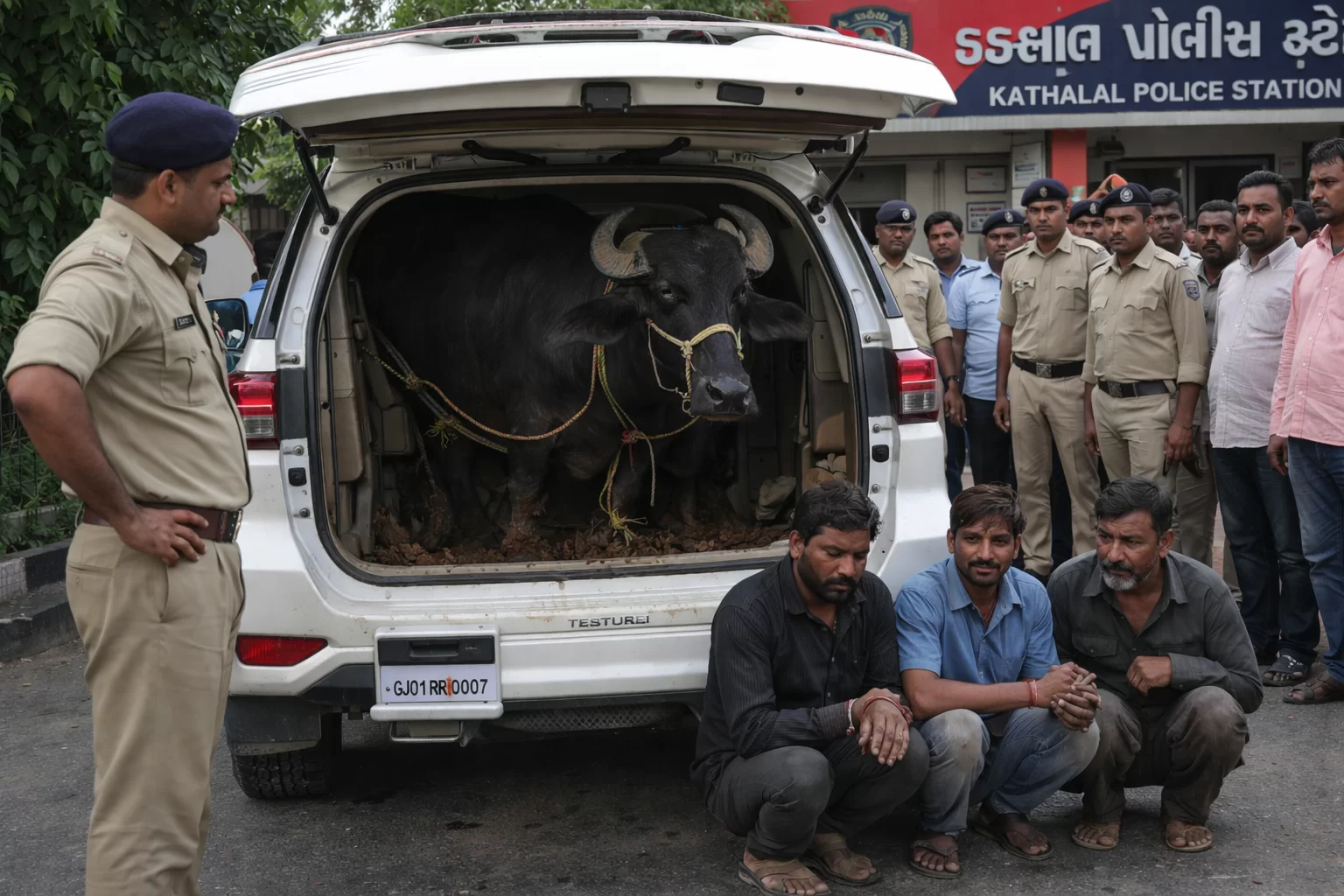 લક્ઝરી ગાડીમાં પશુચોરી કરતી અનોખી ગેંગનો પર્દાફાશ, કઠલાલ પોલીસે ભેંસચોર ટોળકીને ઝડપી