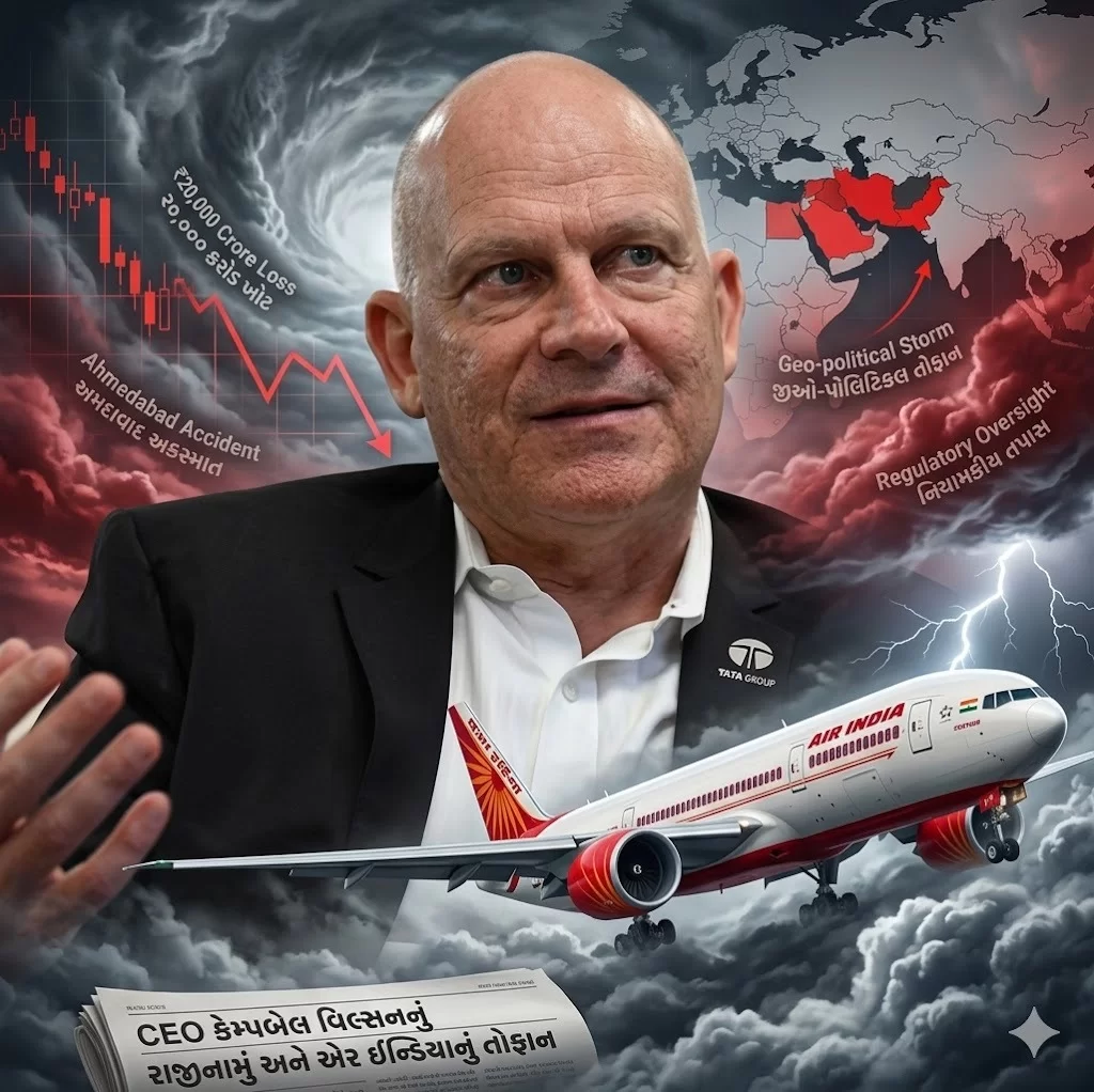 એર ઈન્ડિયામાં મોટો ભડકો: CEO કેમ્પબેલ વિલ્સનનું અચાનક રાજીનામું, ₹20,000 કરોડની ખોટ અને અકસ્માતના દબાણ વચ્ચે લીધો નિર્ણય