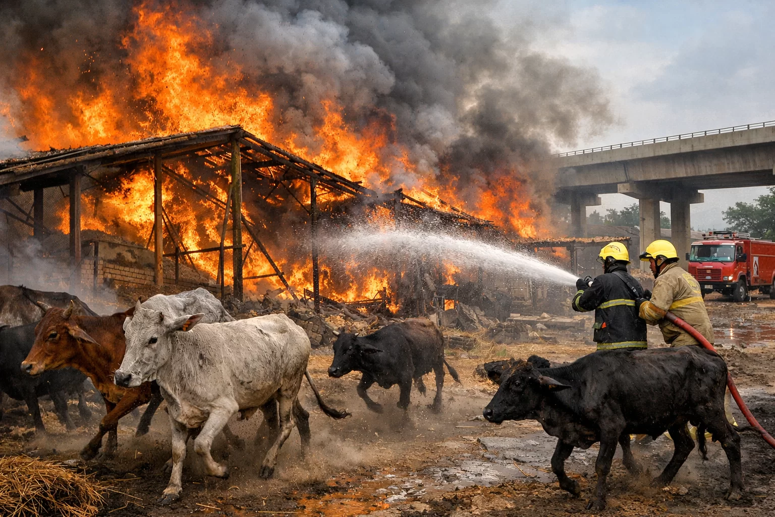 આણંદ ગામડી હાઈવે બ્રિજ પાસે તબેલામાં લાગી આગ, ફાયર ટીમે સમયસર કાબૂ મેળવી મોટી દુર્ઘટના ટાળી