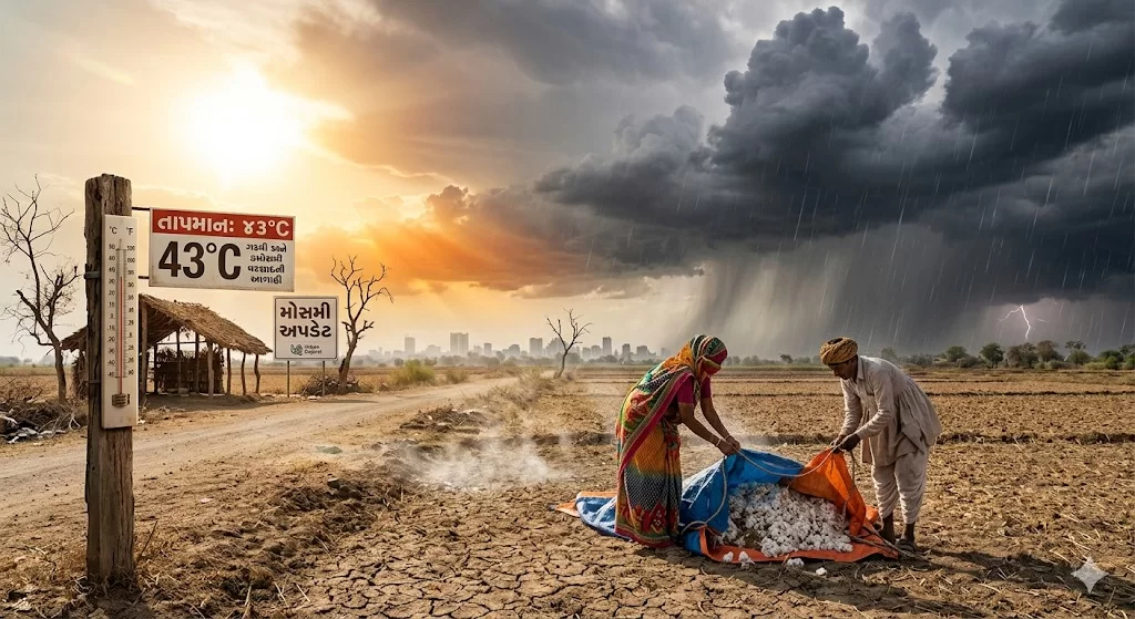 વાતાવરણમાં પલટો: કાળઝાળ ગરમી વચ્ચે ગુજરાતમાં માવઠાની આગાહી, જાણો કયા જિલ્લામાં પડશે વરસાદ.