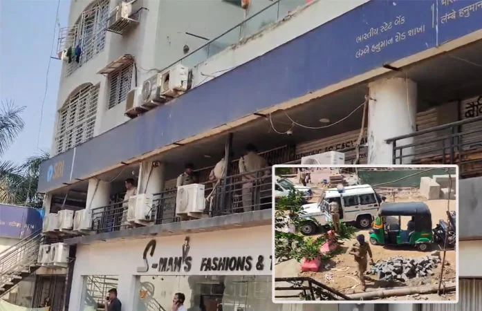 વરાછામાં SBI બેંકમાં ફિલ્મી ઢબે લૂંટ: 50 લાખ લઈ ચાર હથિયારધારી ફરાર