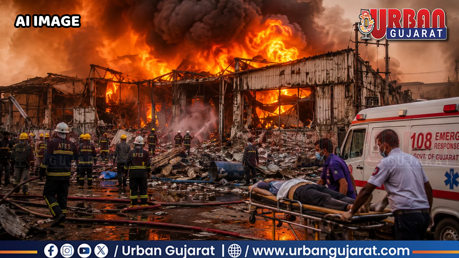 અમદાવાદના વસ્ત્રાલમાં ફટાકડાની ફેક્ટરીમાં ભીષણ આગ, 2ના કરુણ મોત, 15થી વધુ ઈજાગ્રસ્ત.