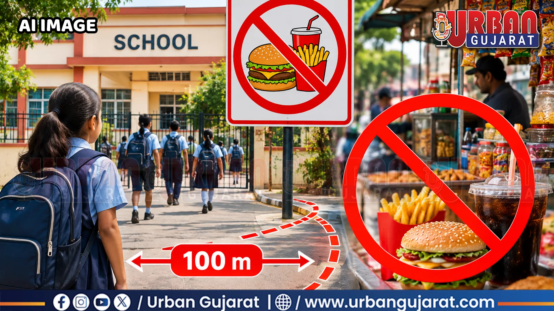 શાળાની આસપાસ 100 મીટર સુધી જંકફૂડ પર પ્રતિબંધ.