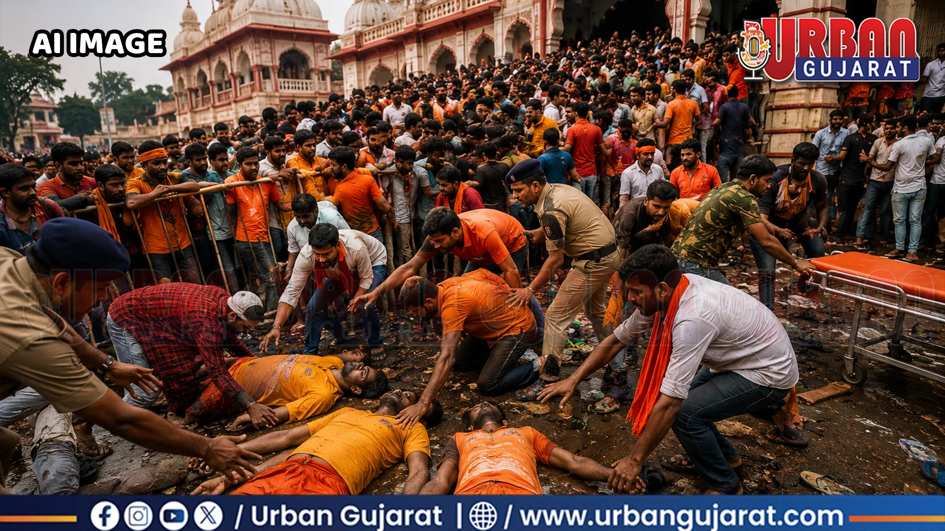 બિહારના આષોકધામ મંદિરમાં ભાગદોડ મચવાથી 8 કાવડીયાએ જીવ ગુમાવ્યો.