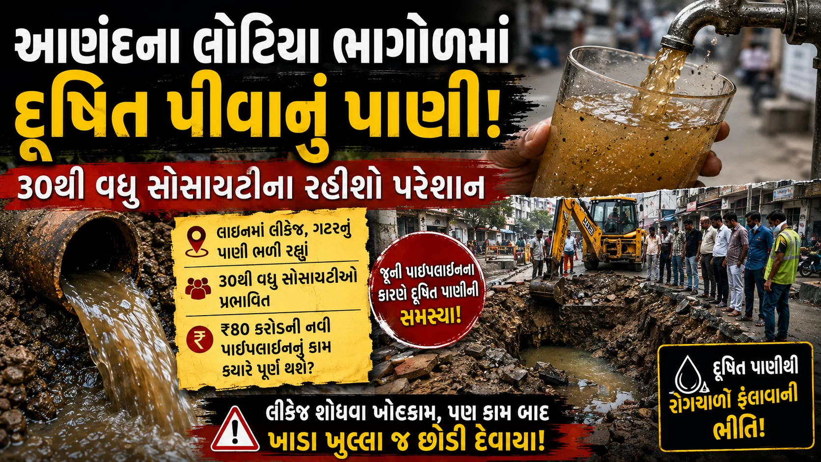 આણંદમાં દૂષિત પાણીથી 30થી વધુ સોસાયટીના લોકો પરેશાન