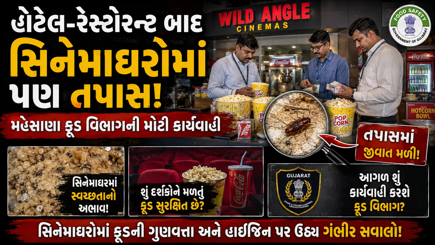 હોટેલ-રેસ્ટોરન્ટ બાદ હવે સિનેમાઘરોમાં ફૂડ વિભાગની તપાસ