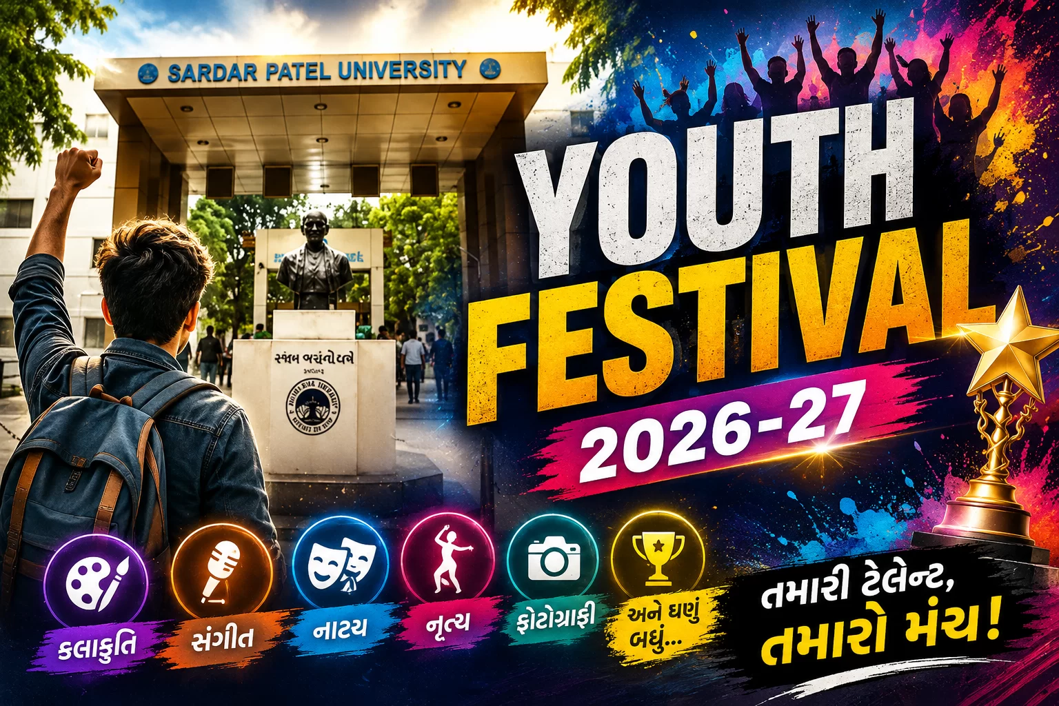“કૉલેજના ક્લાસરૂમમાં ભણતર તો ચાલતું જ રહે છે… પરંતુ હવે વિદ્યાર્થીઓની પ્રતિભાને મંચ આપવાનો વારો છે!”