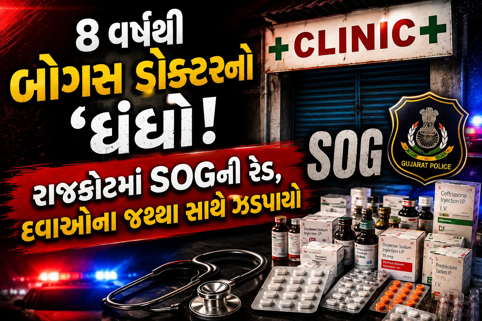 8 વર્ષથી બોગસ ડોક્ટરનો ‘ધંધો’! રાજકોટમાં SOGની રેડ, દવાઓના જથ્થા સાથે ઝડપાયો