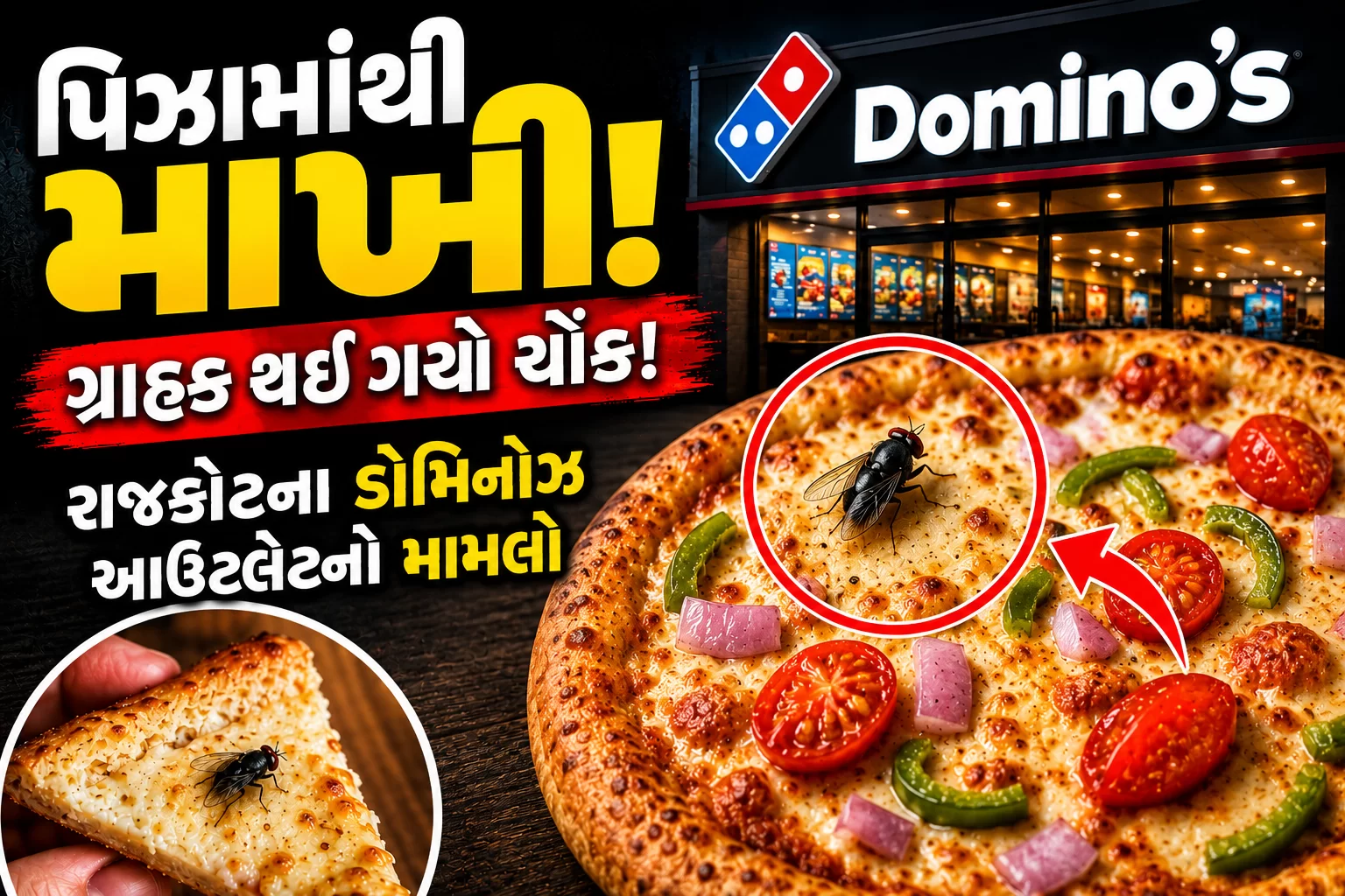 પિઝામાંથી માખી! રાજકોટના ડોમિનોઝ આઉટલેટનો ચોંકાવનારો મામલો