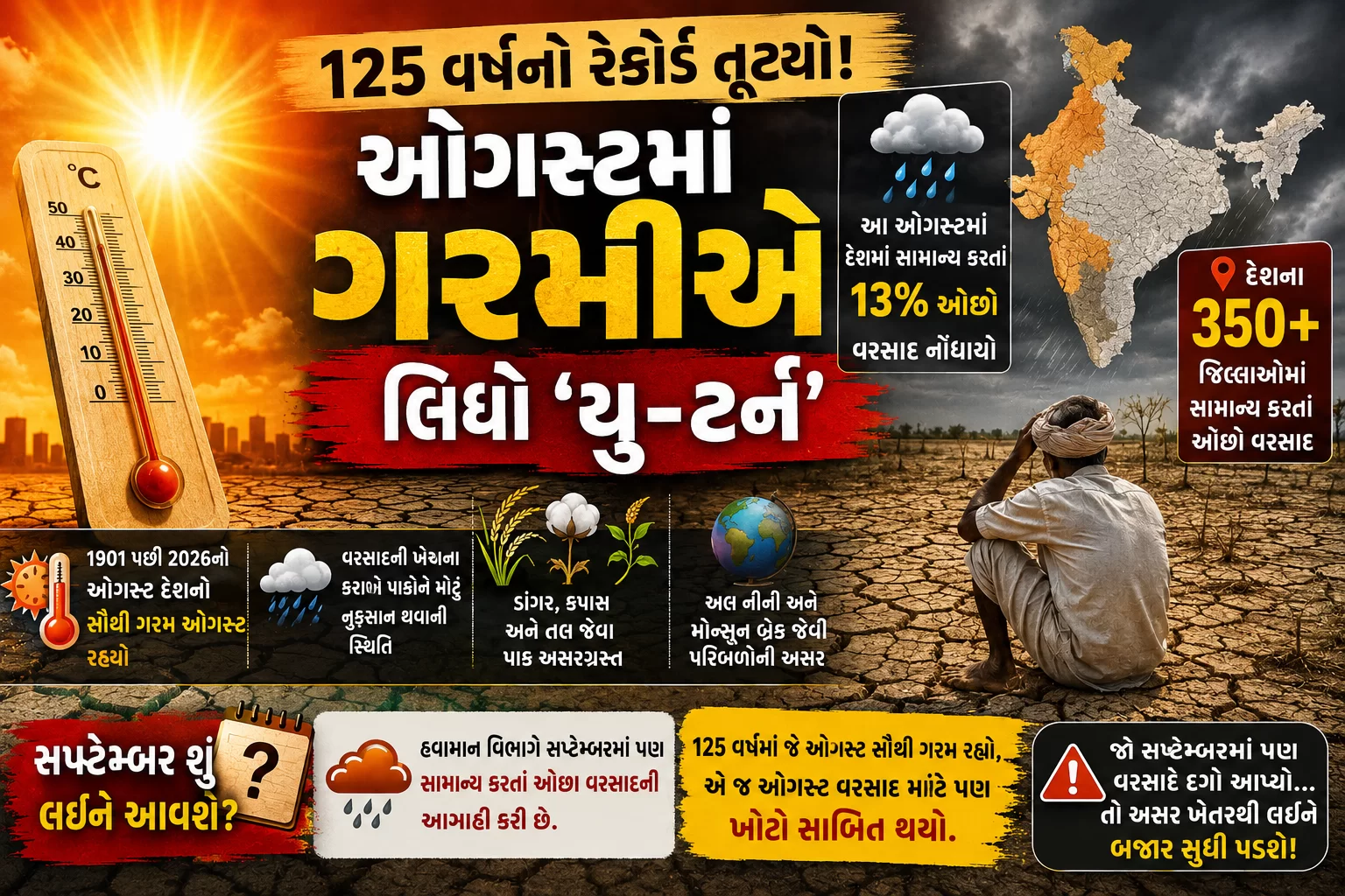 125 વર્ષનો રેકોર્ડ તૂટ્યો! ઓગસ્ટમાં ગરમીએ લીધો ‘યુ-ટર્ન’