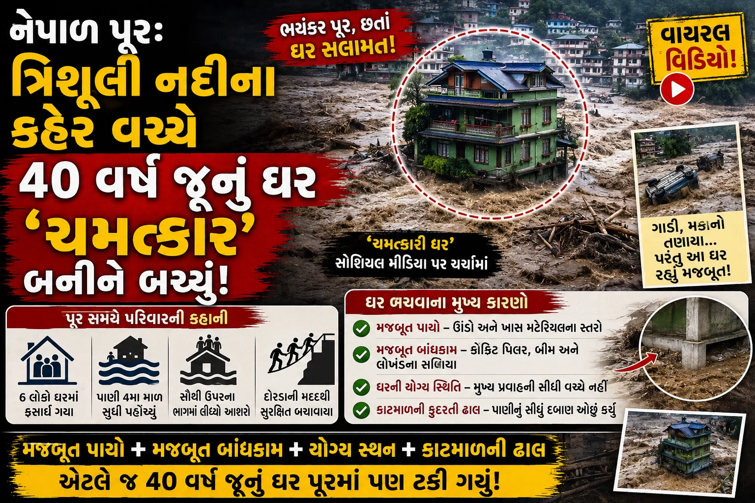 નેપાળ પૂર: ત્રિશૂલી નદીના કહેર વચ્ચે 40 વર્ષ જૂનું ઘર ‘ચમત્કાર’ બનીને બચ્યું!