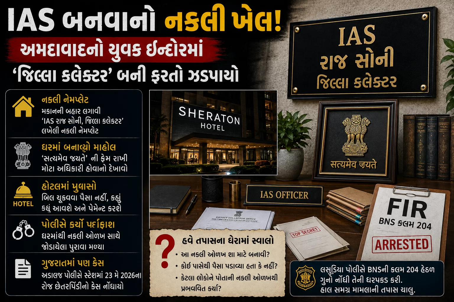 IAS બનવાનો નકલી ખેલ! અમદાવાદનો યુવક ઇન્દોરમાં ‘જિલ્લા કલેક્ટર’ બની ફરતો ઝડપાયો