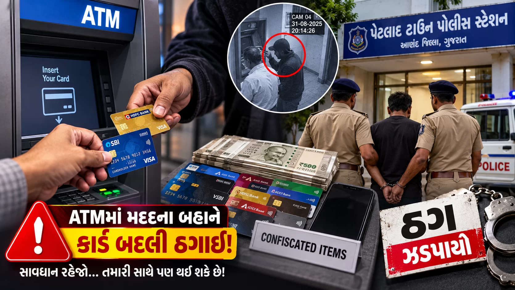 પેટલાદમાં ATM કાર્ડ બદલીને લોકોને ચુનો લગાવતો ઠગ ઝડપાયો!