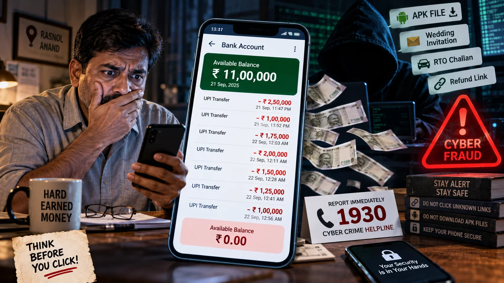 આણંદ શહેર નજીકના રાસનોલ ગામમાં સાયબર ઠગાઈનો ચોંકાવનારો કિસ્સો સામે આવ્યો છે.