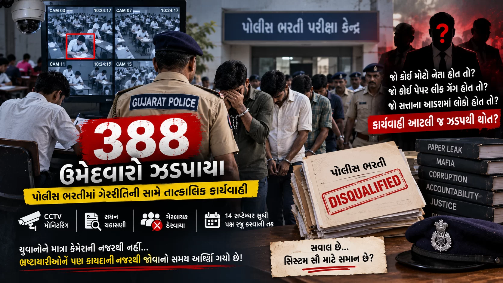 પોલીસ ભરતીમાં ગેરરીતિ કરનાર 388 ઉમેદવારો ઝડપાયા... અને કાર્યવાહી પણ તાત્કાલિક!