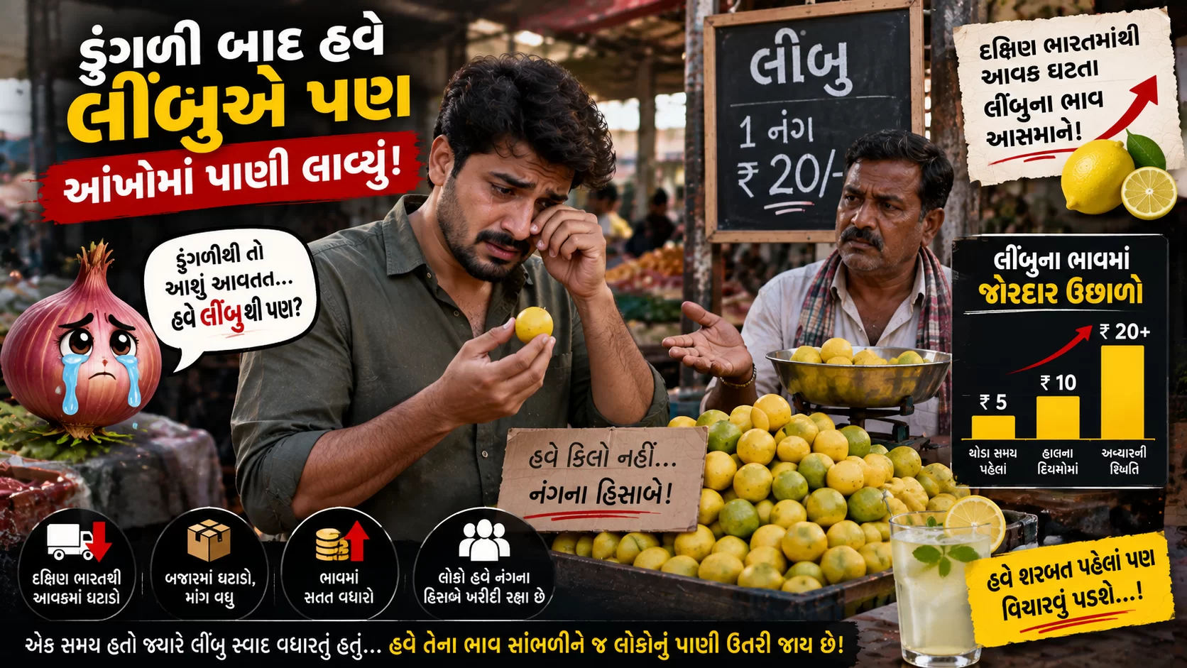 ભાવ એવા વધ્યા કે હવે લીંબુ કિલોમાં નહીં, નંગમાં ખરીદવાનો વારો આવ્યો!