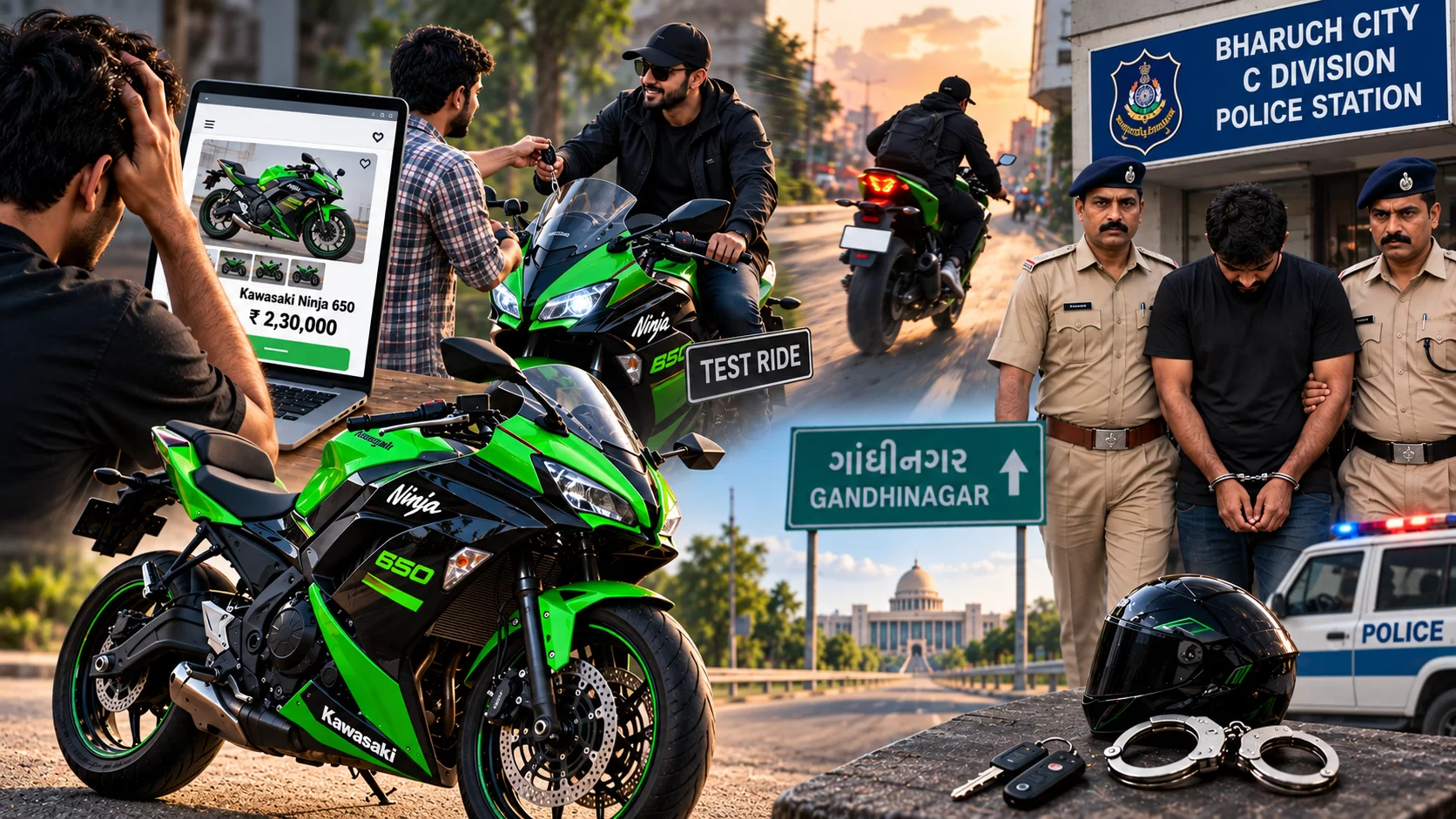 ભરૂચમાં ટેસ્ટ ડ્રાઈવના બહાને Ninja-650 લઈને ફરાર!