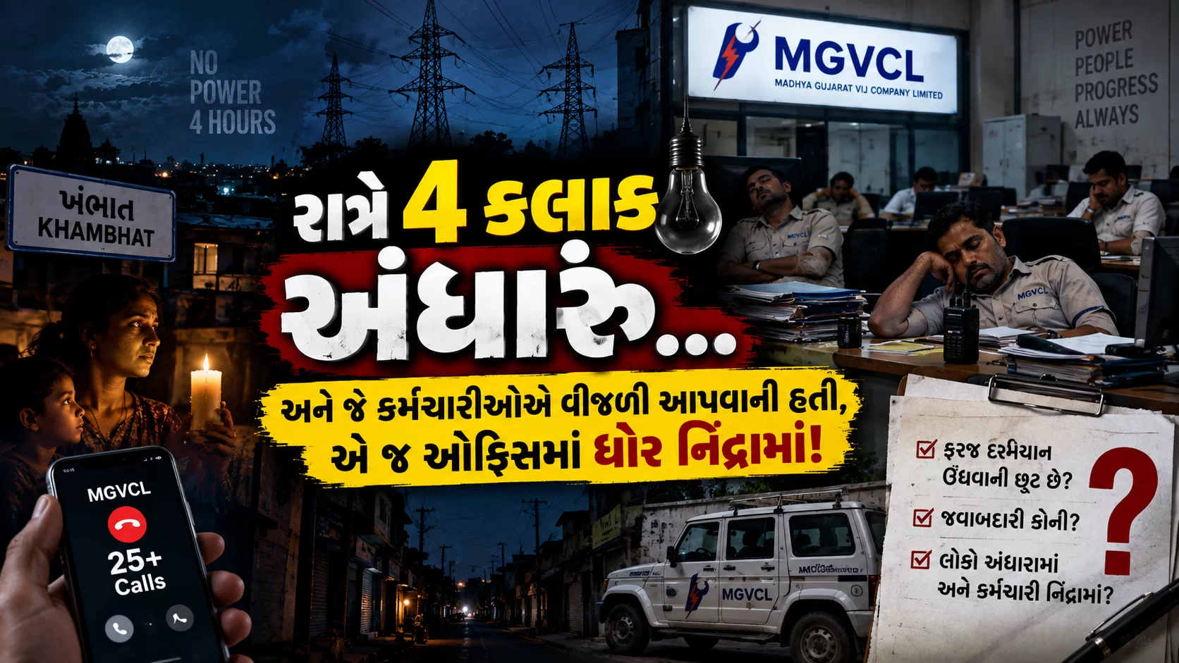 ખંભાતમાં MGVCLની કામગીરી સામે ગંભીર સવાલો ઉભા થયા છે.