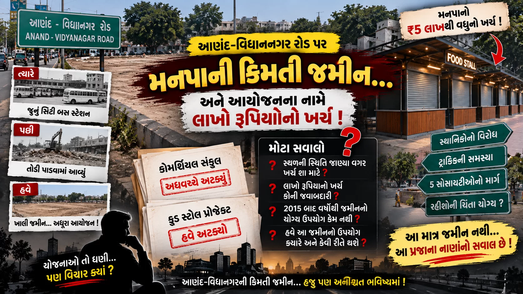 આણંદ-વિદ્યાનગર રોડ પર મનપાની કિંમતી જમીન... અને આયોજનના નામે લાખો રૂપિયાનો ખર્ચ!