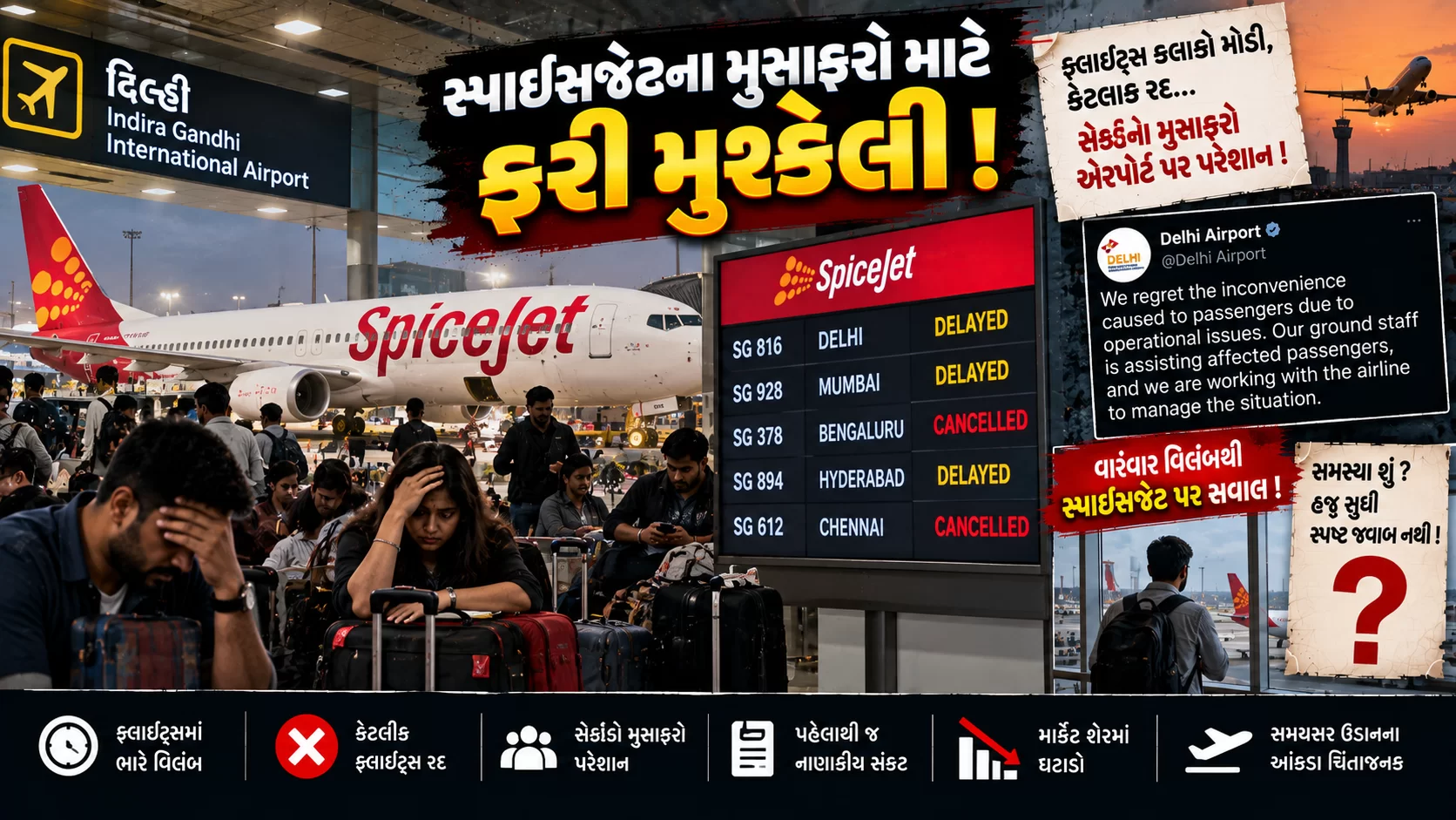 સ્પાઇસજેટના મુસાફરો માટે ફરી મુશ્કેલી!